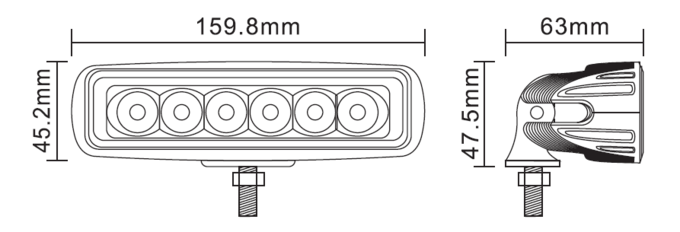직사각형 6 인치 작은 LED 라이트 바 IP69k 30W 6000K 0을 범람시키세요